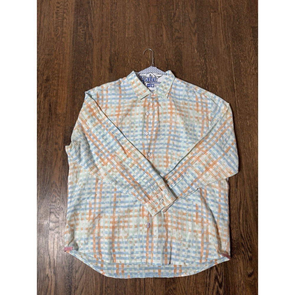 Tommy Bahama Relax XXL Shirt 100% Linen Long Sleeve Plaid Button Down Multi